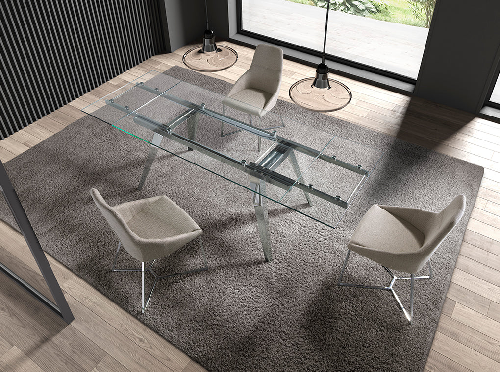 Masa de Dining cu Blat din Sticla si Extensii Angel Cerda