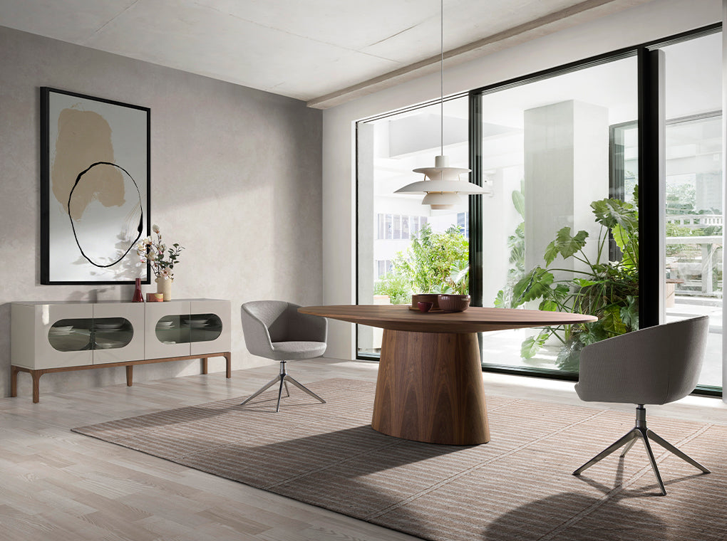 Masa Dining din Nuc cu Baza Ovala Angel Cerda