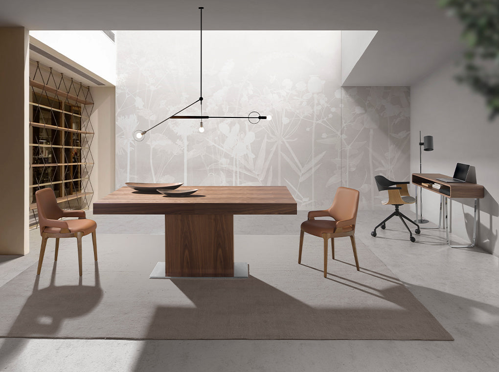 Masa extensibila de Dining din nuc cu suport metalic Angel Cerda