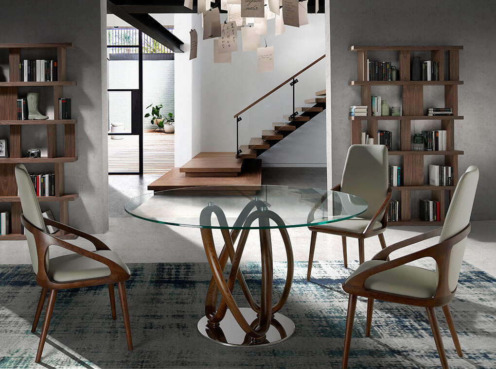 Masa Dining 120cm din Stejar cu Suport Metalic Angel Cerda