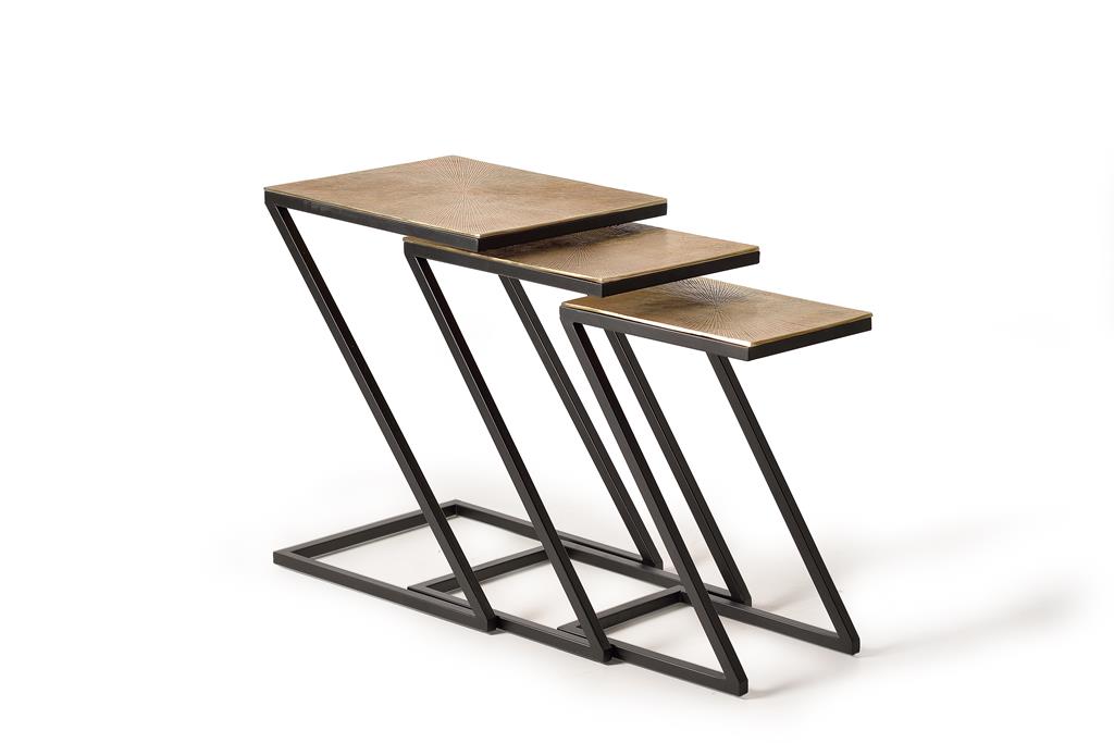 Set de 3 Mese de Cafea din Bronz cu Baza Metalica Giner y Colomer