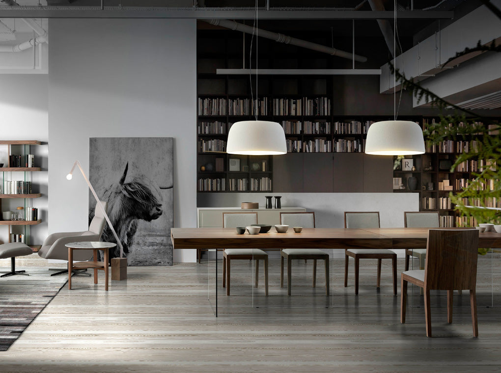 Masa de Dining din Nuc cu Picioare din Sticla Angel Cerda