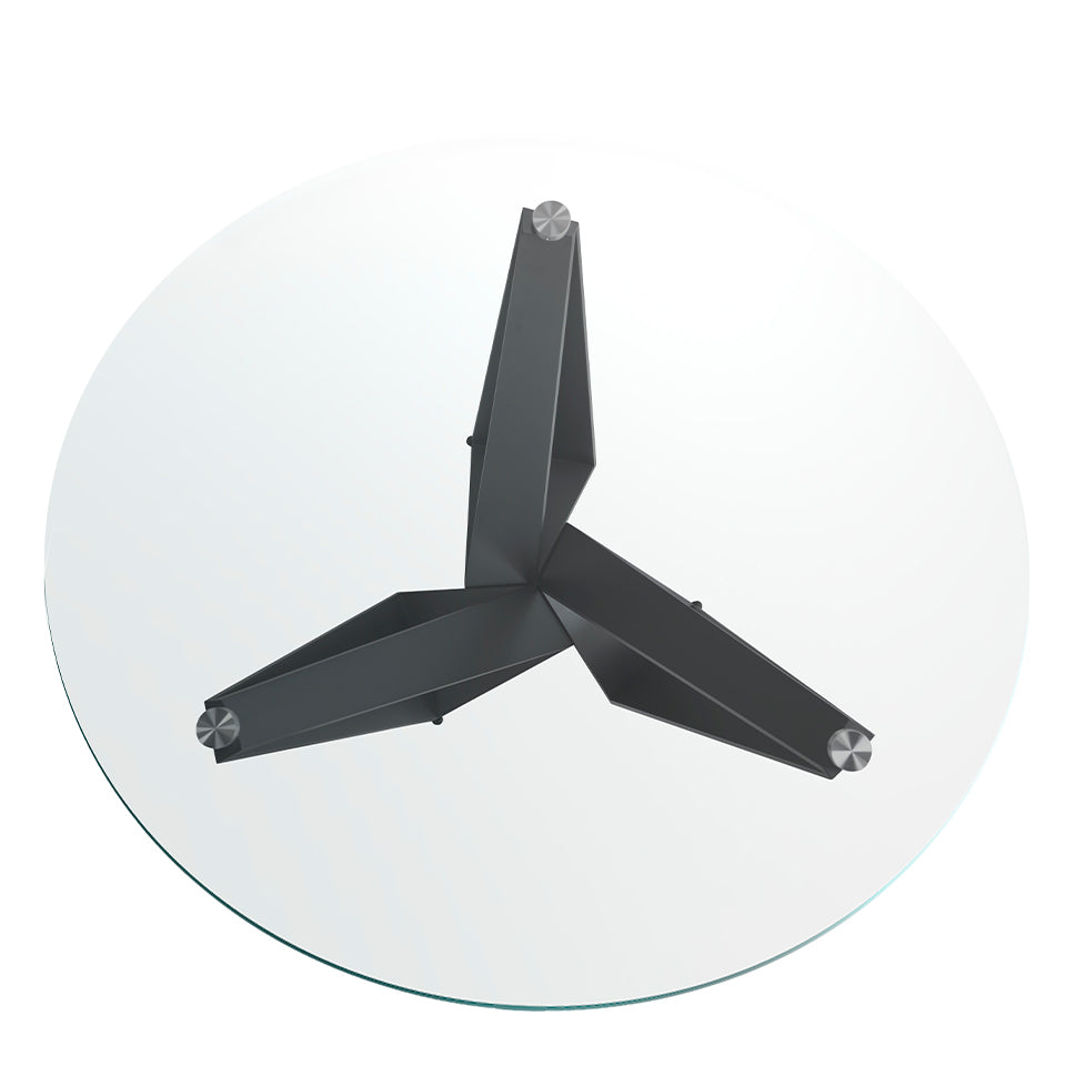 Masa de Dining Rotunda cu Blat din Sticla si Suport din Otel Inoxidabil Angel Cerda