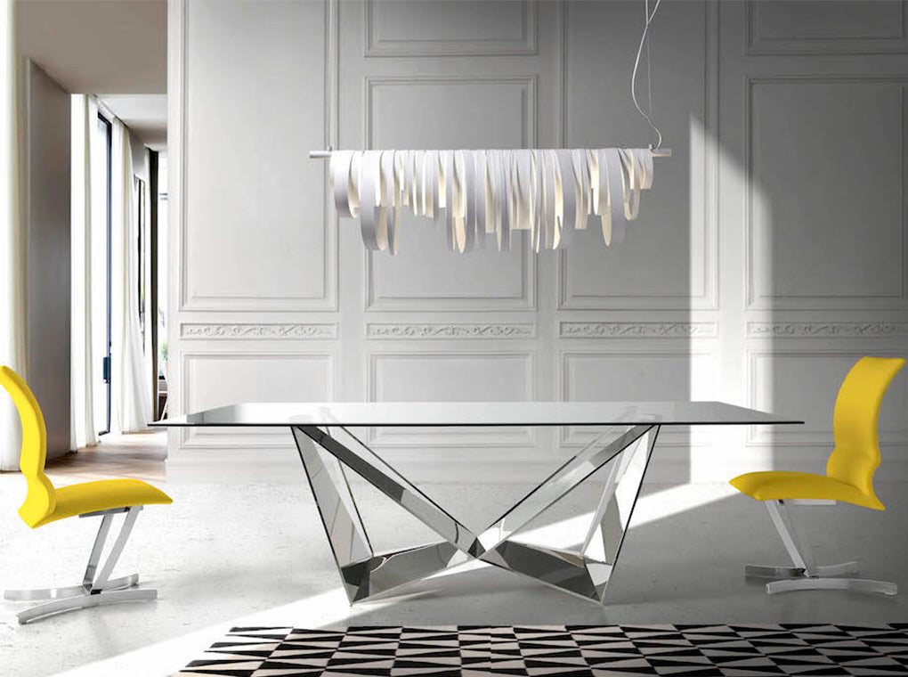 Masa Dining din Sticla cu Baza din Otel Inoxidabil Angel Cerda