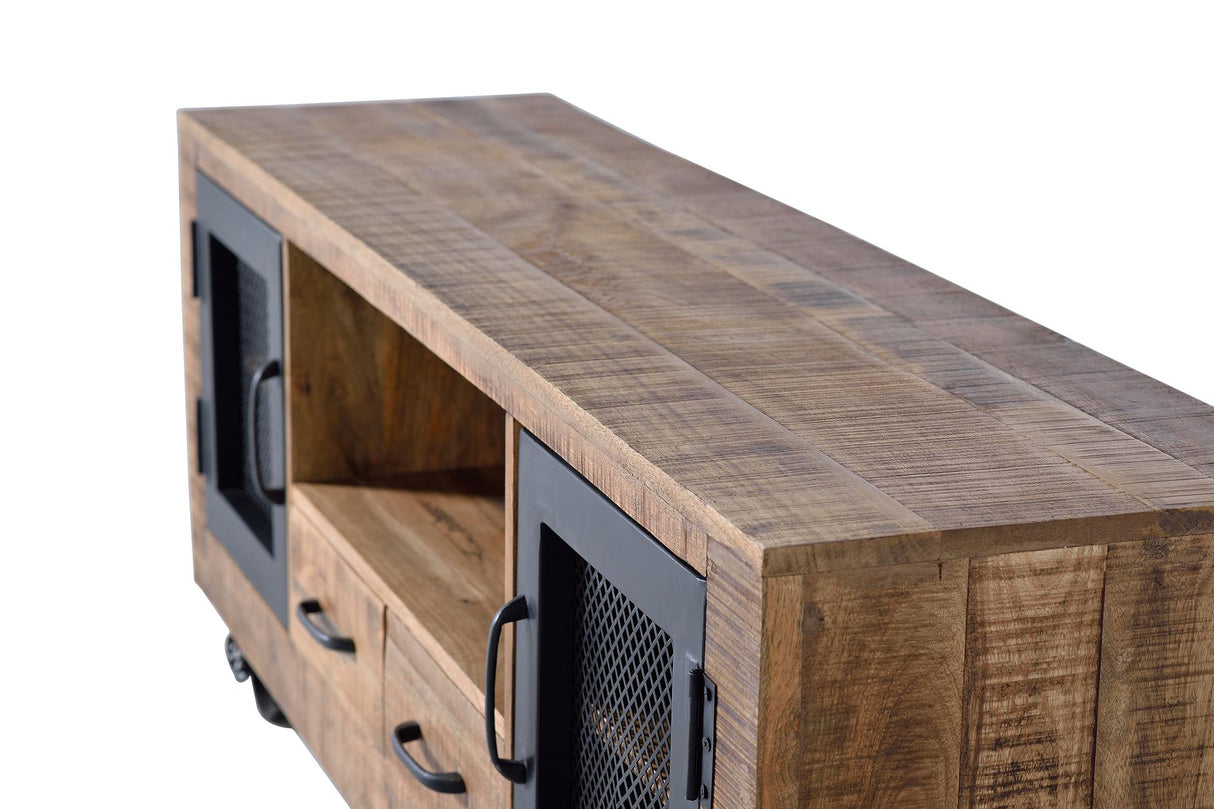 Comoda TV in Stil Industrial cu Rama din Lemn si Usi din Metal Giner y Colomer