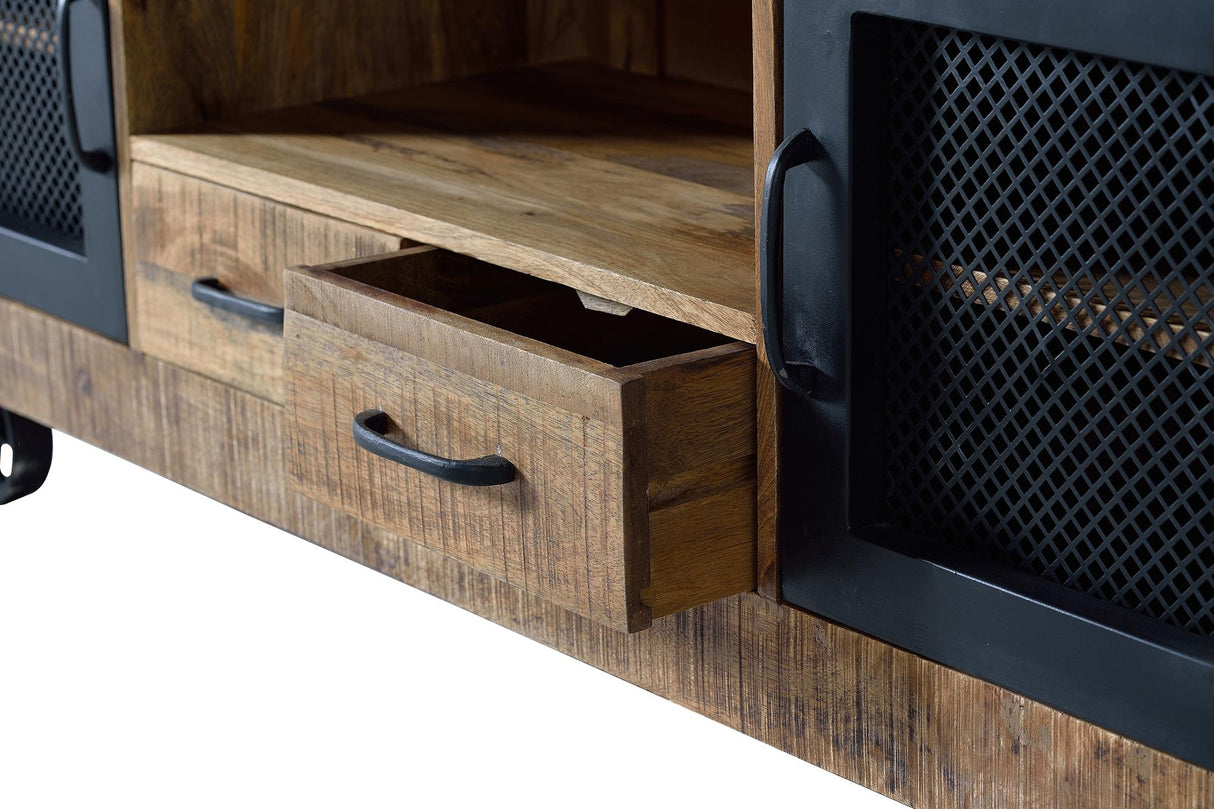 Comoda TV in Stil Industrial cu Rama din Lemn si Usi din Metal Giner y Colomer