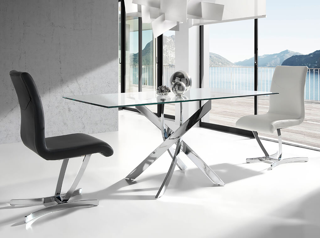 Masa Dining 160x95 din Sticla cu Baza din Otel Inoxidabil Angel Cerda