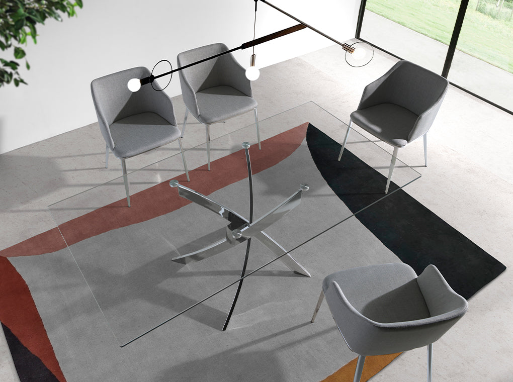 Masa Dining 160x95 din Sticla cu Baza din Otel Inoxidabil Angel Cerda