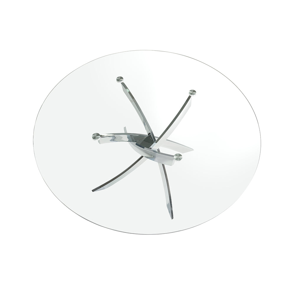 Masa de Dining 120cm Rotunda din Sticla si Otel Inoxidabil Angel Cerda