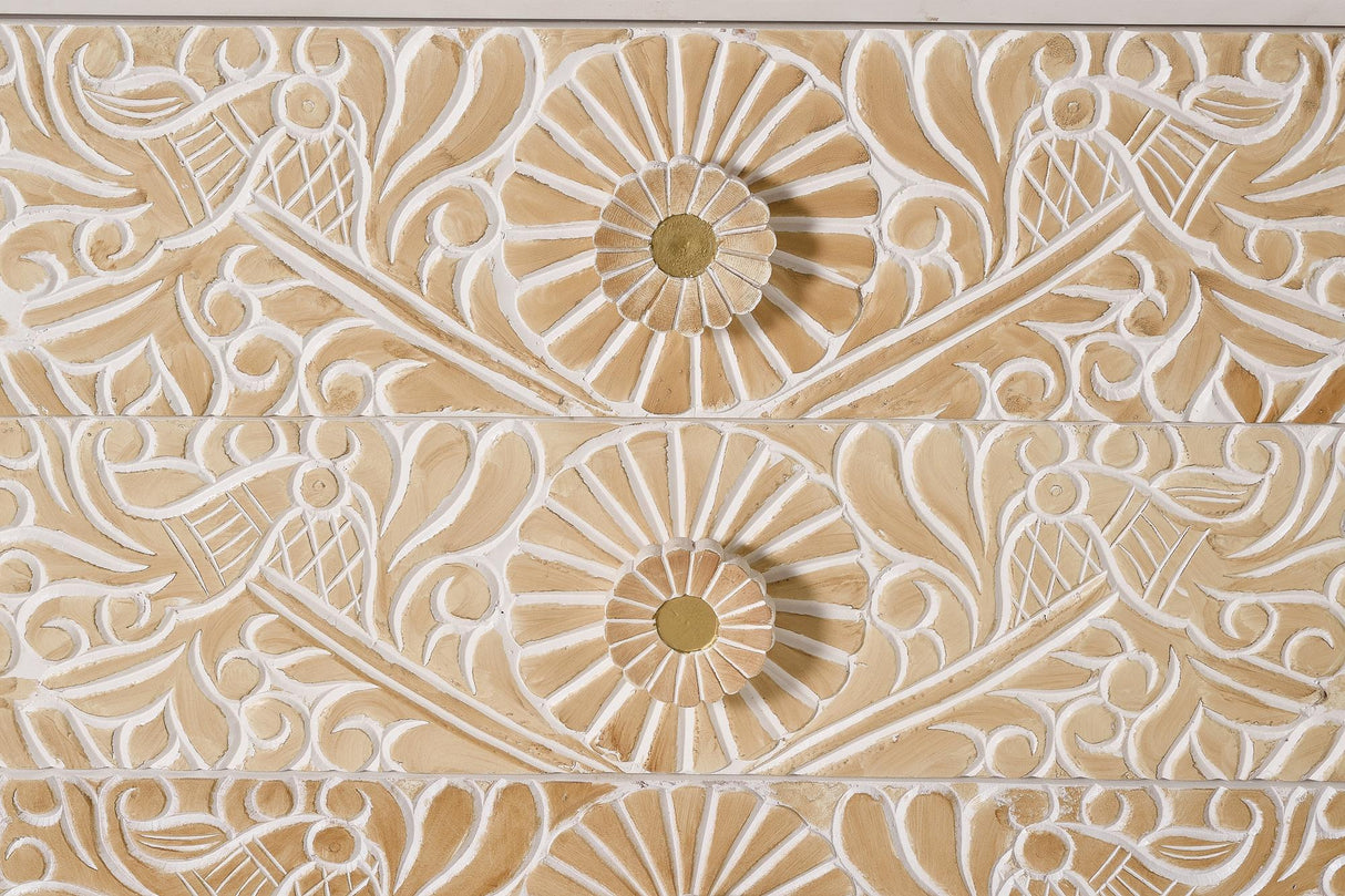 Comoda cu 6 Sertare din Lemn de Mango Sculptat Manual Giner y Colomer