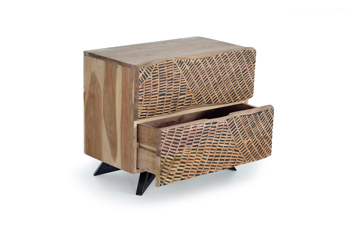 Noptiera din Lemn de Acacia cu Baza Metalica Giner y Colomer