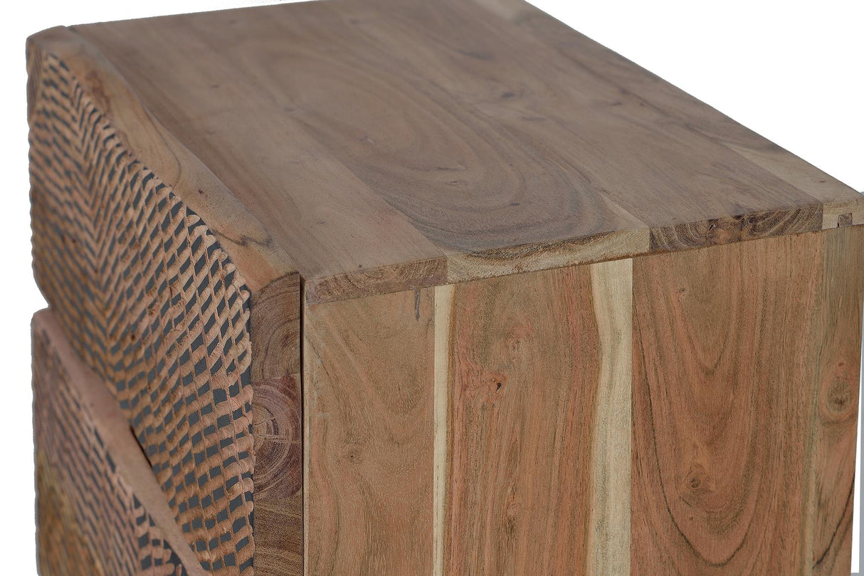 Noptiera din Lemn de Acacia cu Baza Metalica Giner y Colomer