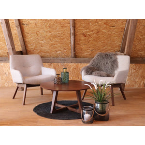 Fotoliu Lounge London Boucle Bej cu Picioare de Nuc House Nordic
