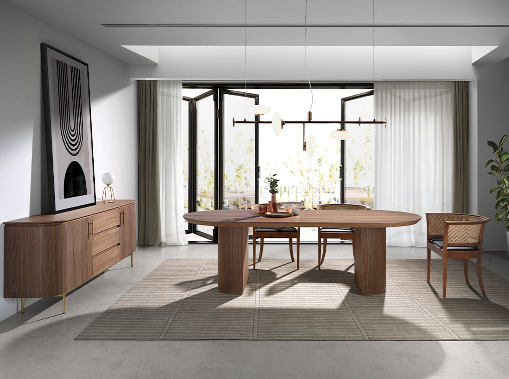 Masa Dining din Stejar cu Suport Metalic Angel Cerda