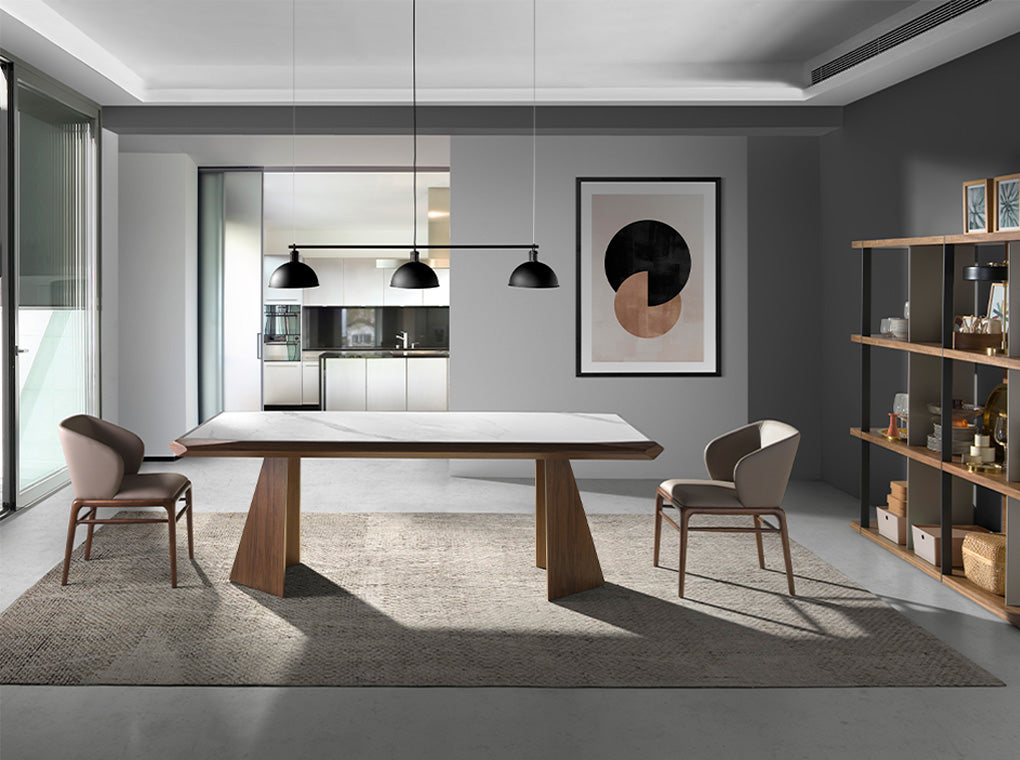 Masa de Dining din Marmura Portelanata Alba Angel Cerda