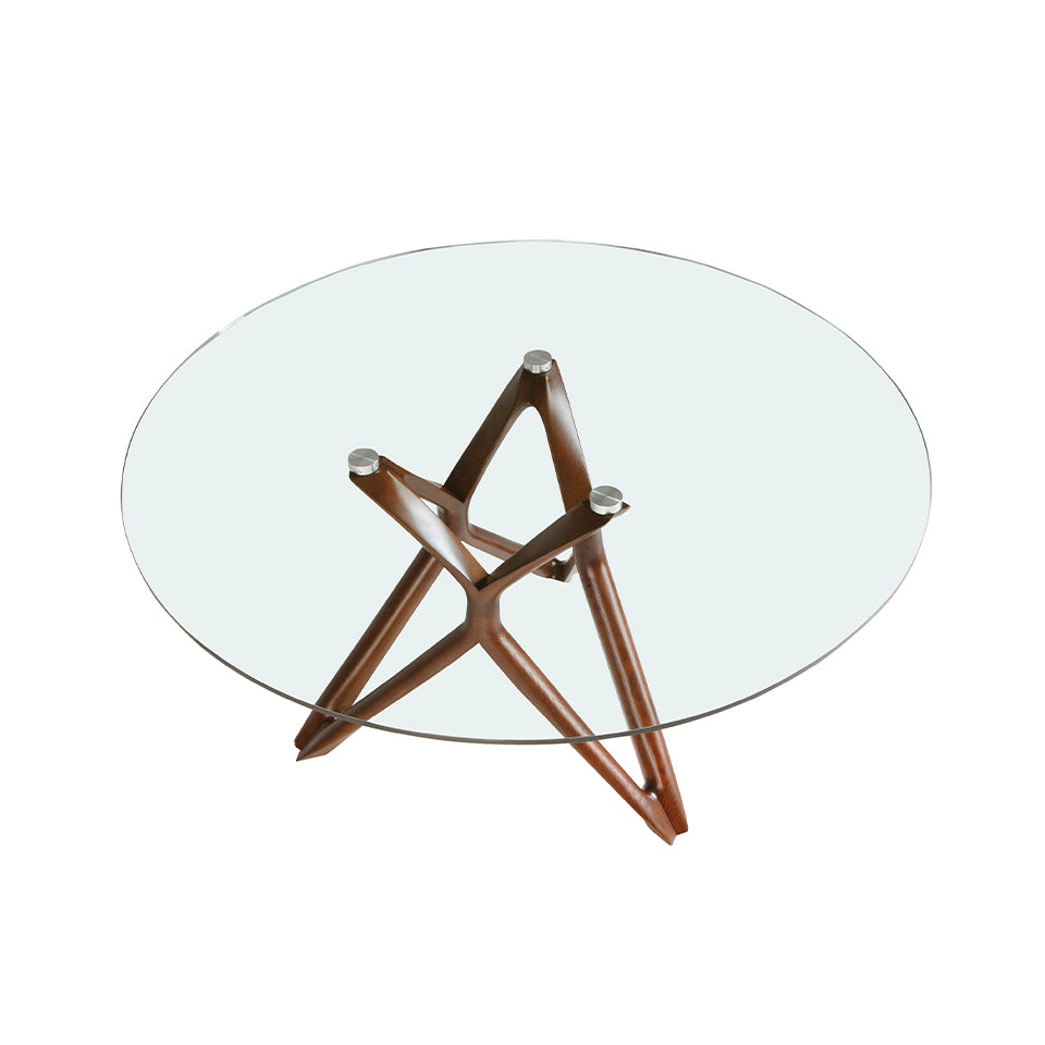 Masa de Dining Rotunda din Sticla si Lemn Angel Cerda