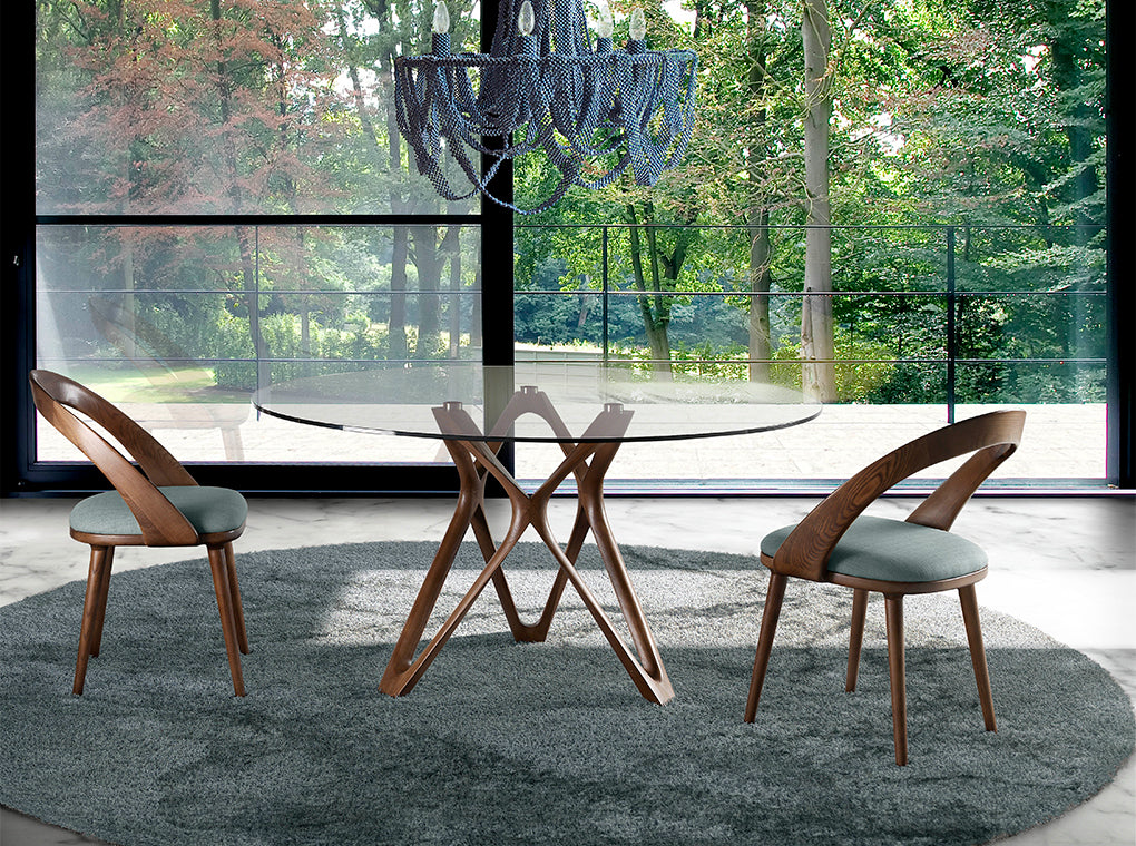 Masa de Dining Rotunda din Sticla si Lemn Angel Cerda