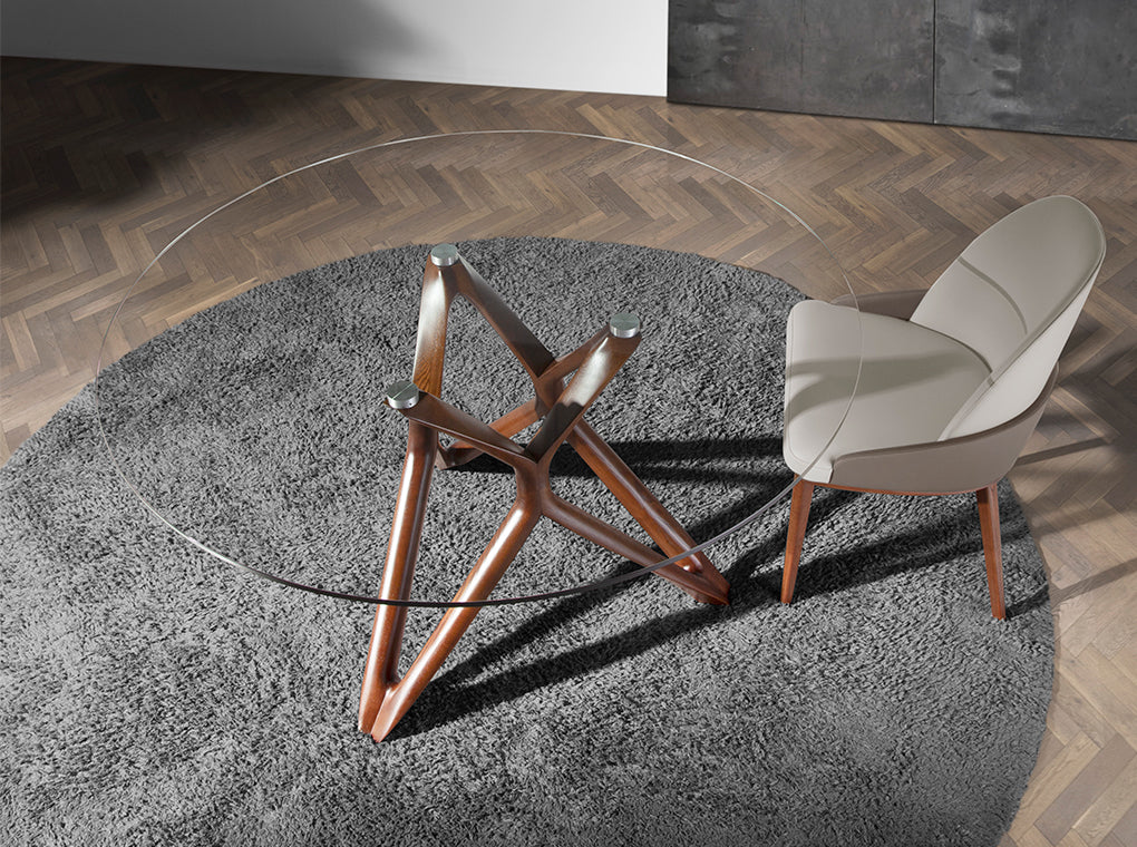 Masa de Dining Rotunda din Sticla si Lemn Angel Cerda