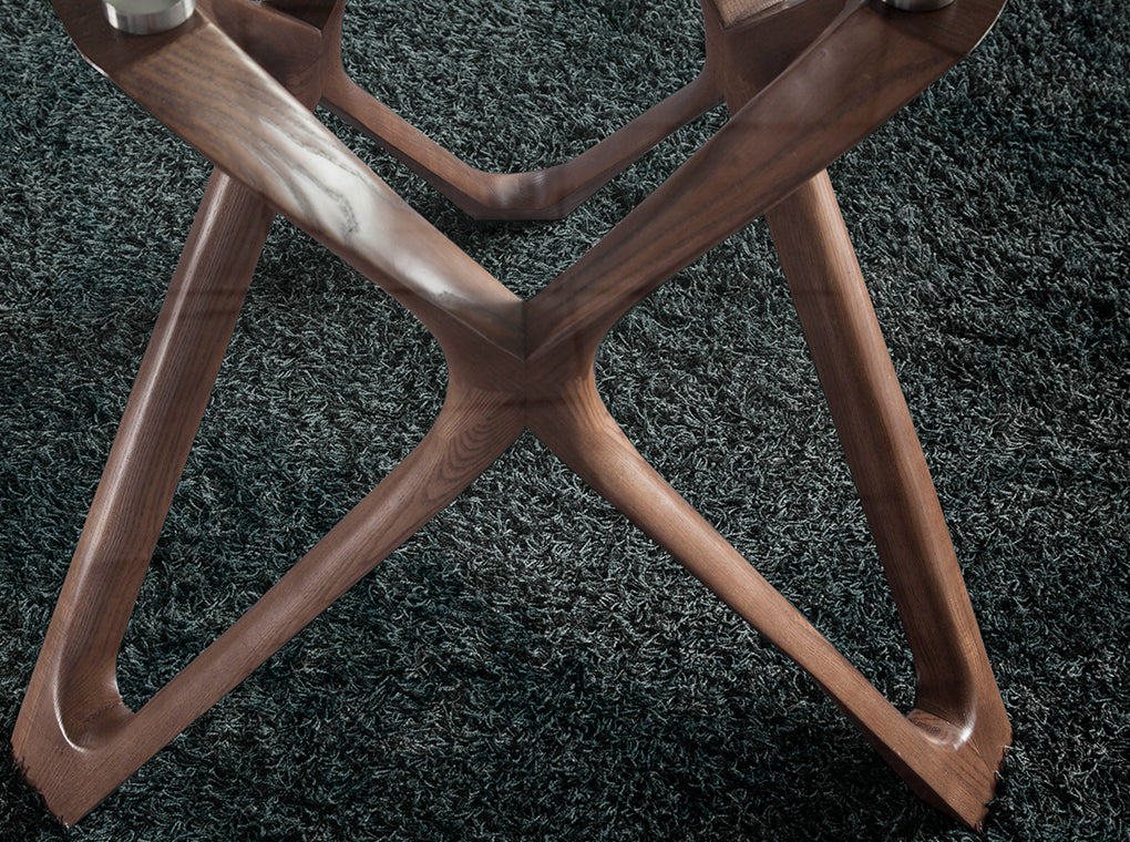 Masa de Dining Rotunda din Sticla si Lemn Angel Cerda