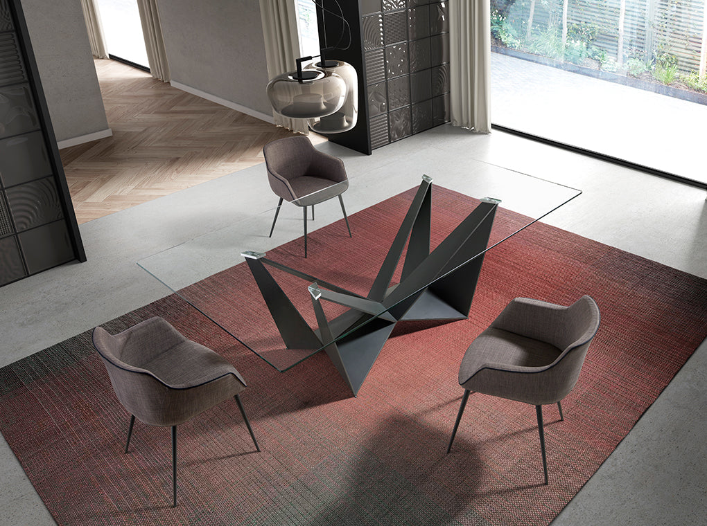 Masa de Dining Rectangulara din Sticla cu Baza din Otel Angel Cerda