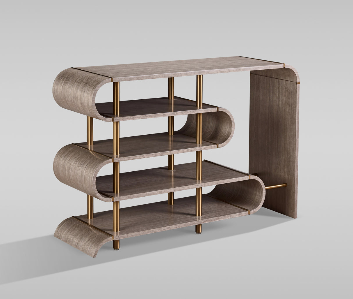 Consola Raldia din Furnir de Lemn cu Picioare Aurii Livin Hill