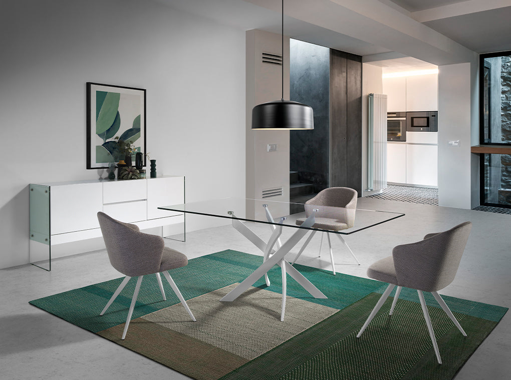 Masa Dining din Sticla cu Picioare din Otel 150 cm Angel Cerda