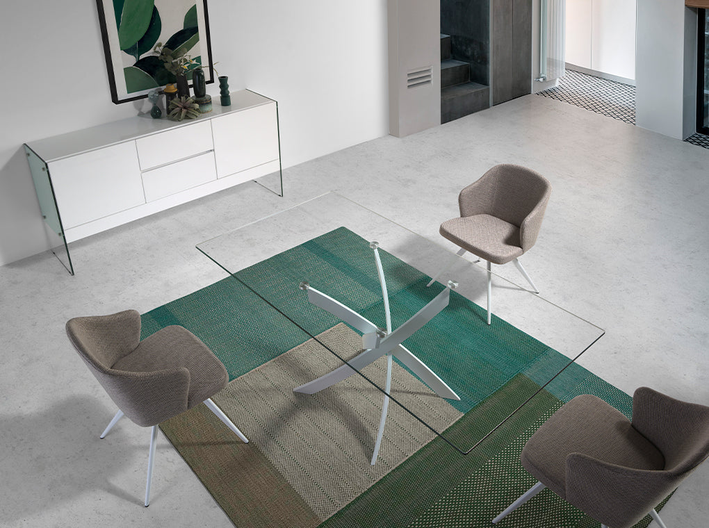 Masa Dining din Sticla cu Picioare din Otel 150 cm Angel Cerda