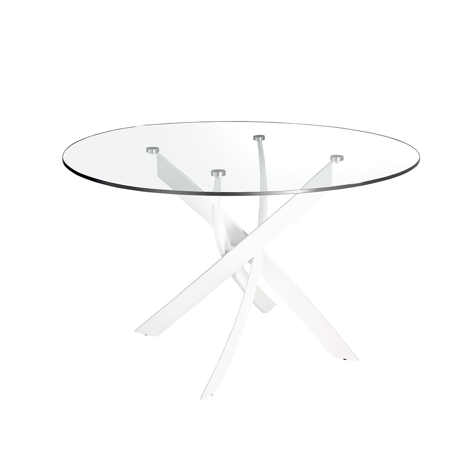 Masa de Dining Rotunda din Sticla cu Picioare din Otel 140 cm Angel Cerda