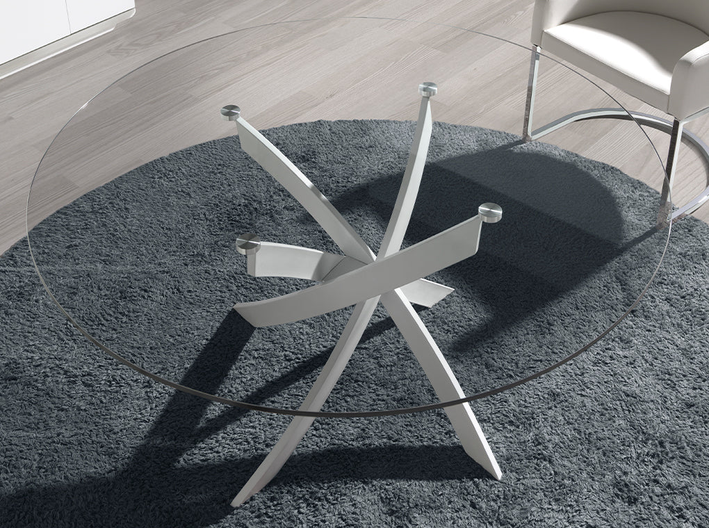 Masa de Dining Rotunda din Sticla cu Picioare din 130 cm Otel Angel Cerda