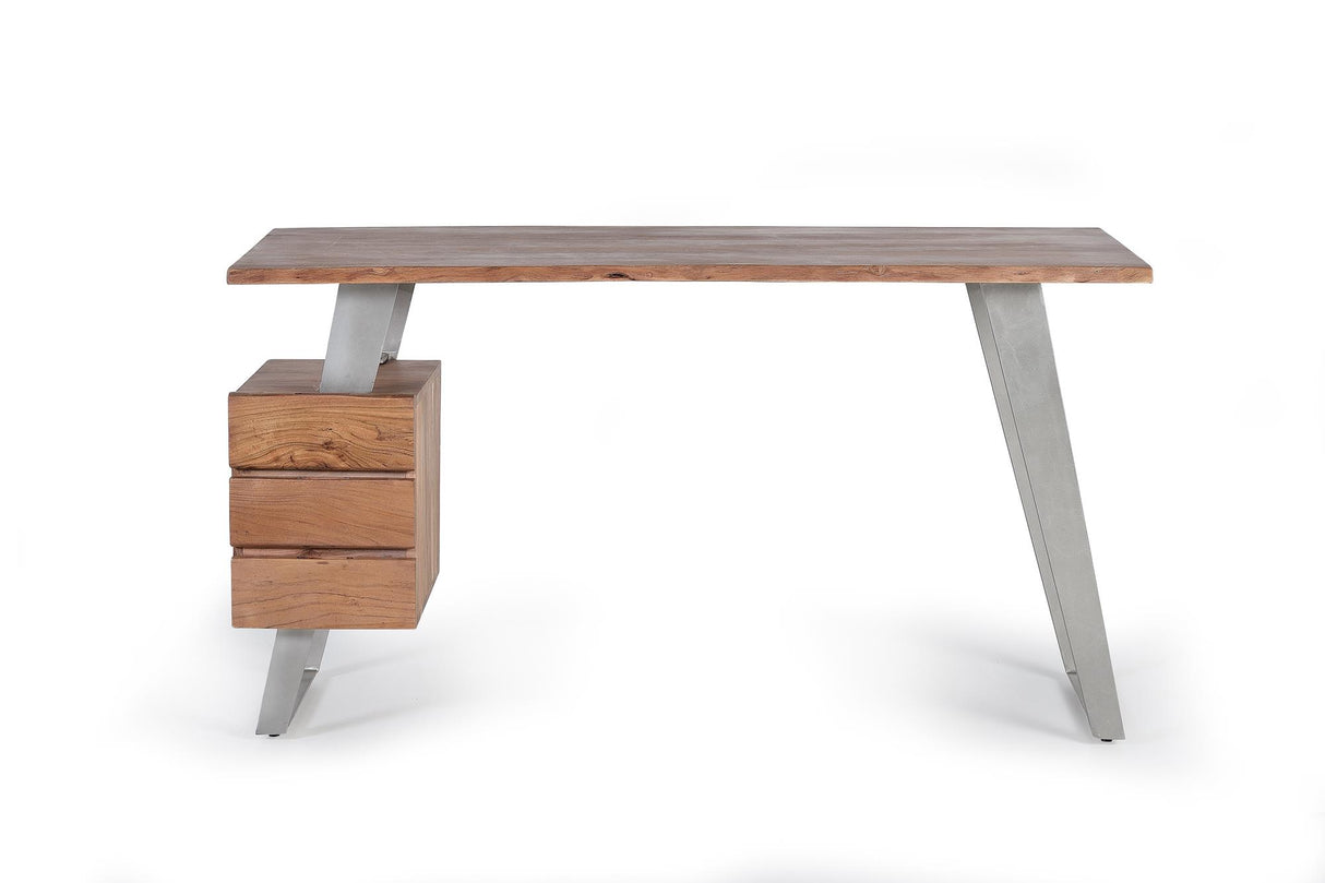 Birou cu 3 Sertare din Lemn de Acacia si Metal Giner y Colomer