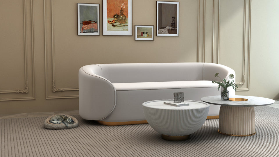 Masa de Cafea cu Baza Sfera si Piele Ecologica Livin Hill