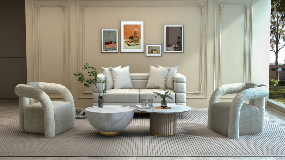 Masa de Cafea cu Baza Sfera si Piele Ecologica Livin Hill