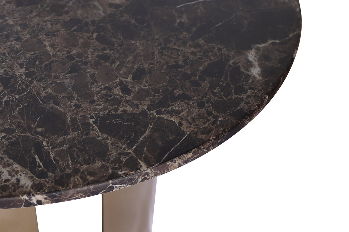 Masa Rotunda cu Blat de Marmura Maro si Picioare Aurii Livin Hill