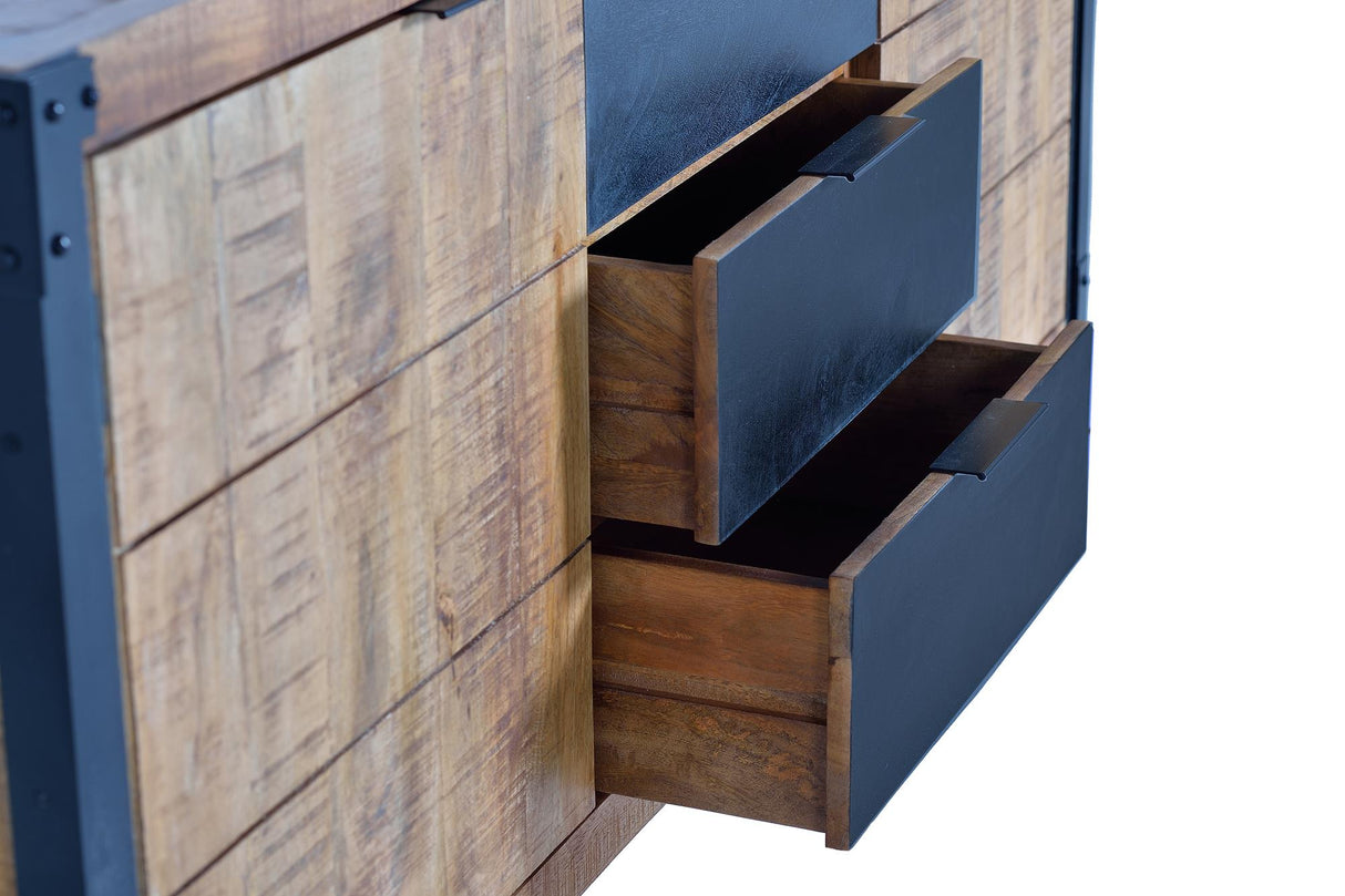 Comoda de Lemn de Mango si Metal cu 2 Usi si 3 Sertare Giner y Colomer