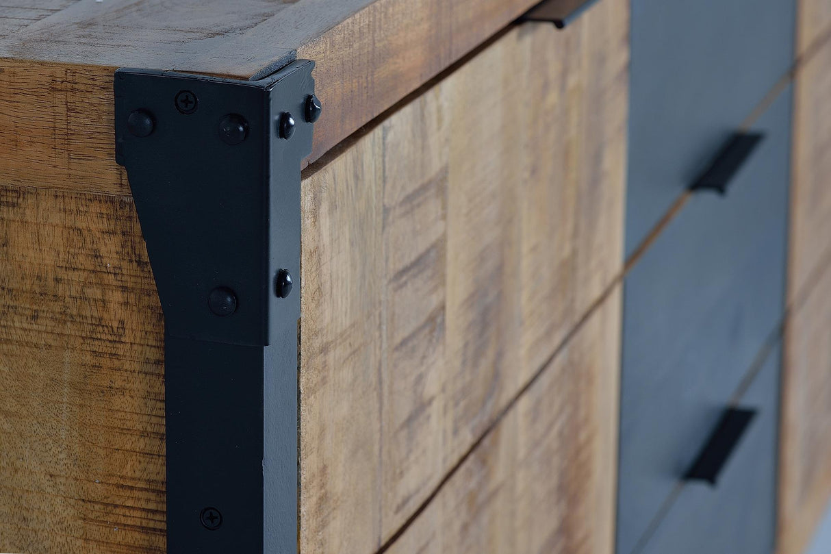 Comoda de Lemn de Mango si Metal cu 2 Usi si 3 Sertare Giner y Colomer