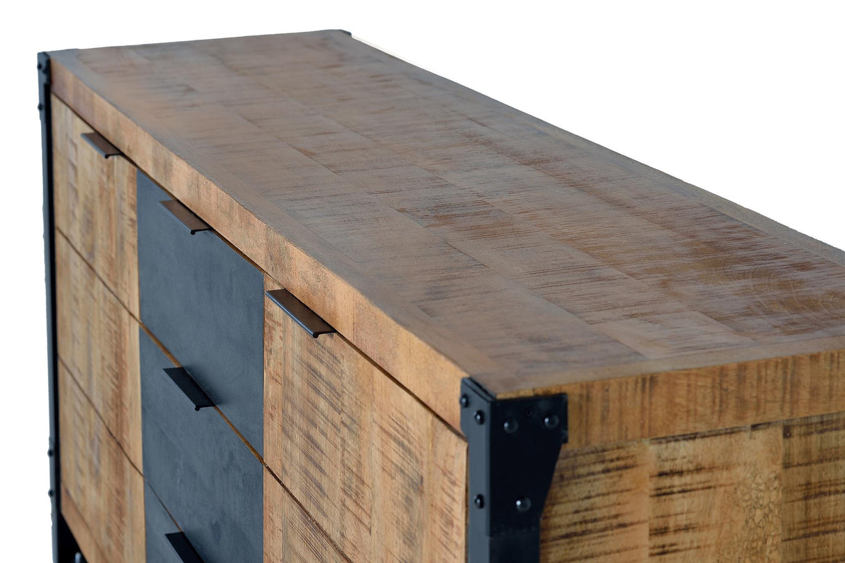 Comoda de Lemn de Mango si Metal cu 2 Usi si 3 Sertare Giner y Colomer