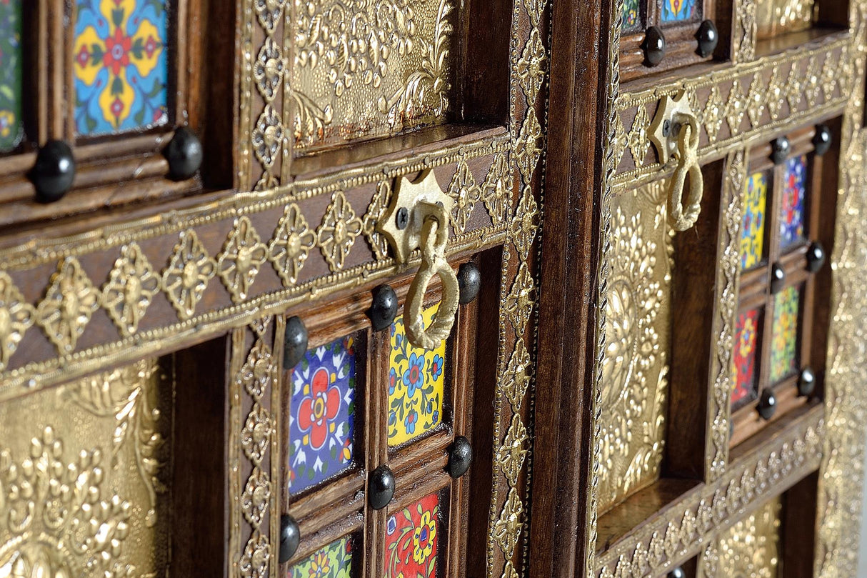 Dulap din Lemn de Acacia cu Detalii Bronz si Ceramica Giner y Colomer