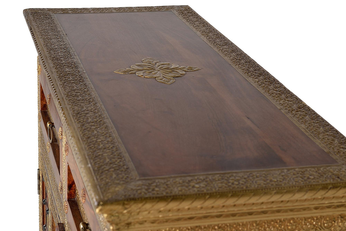 Comoda din Lemn de Acacia cu Detalii din Bronz si Ceramica Giner y Colomer