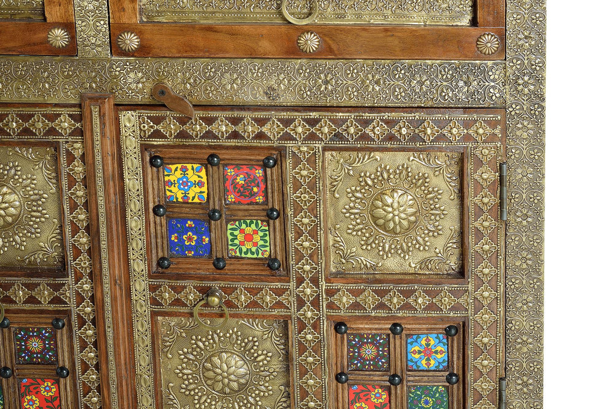 Comoda din Lemn de Acacia cu Detalii din Bronz si Ceramica Giner y Colomer