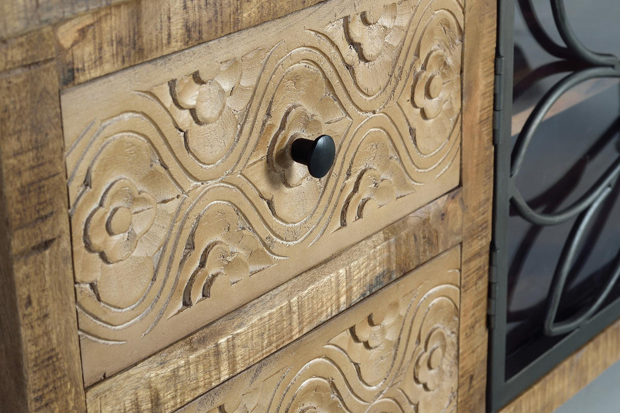 Comoda TV din Lemn de Mango cu Sertare si Usi Metalice Giner y Colomer