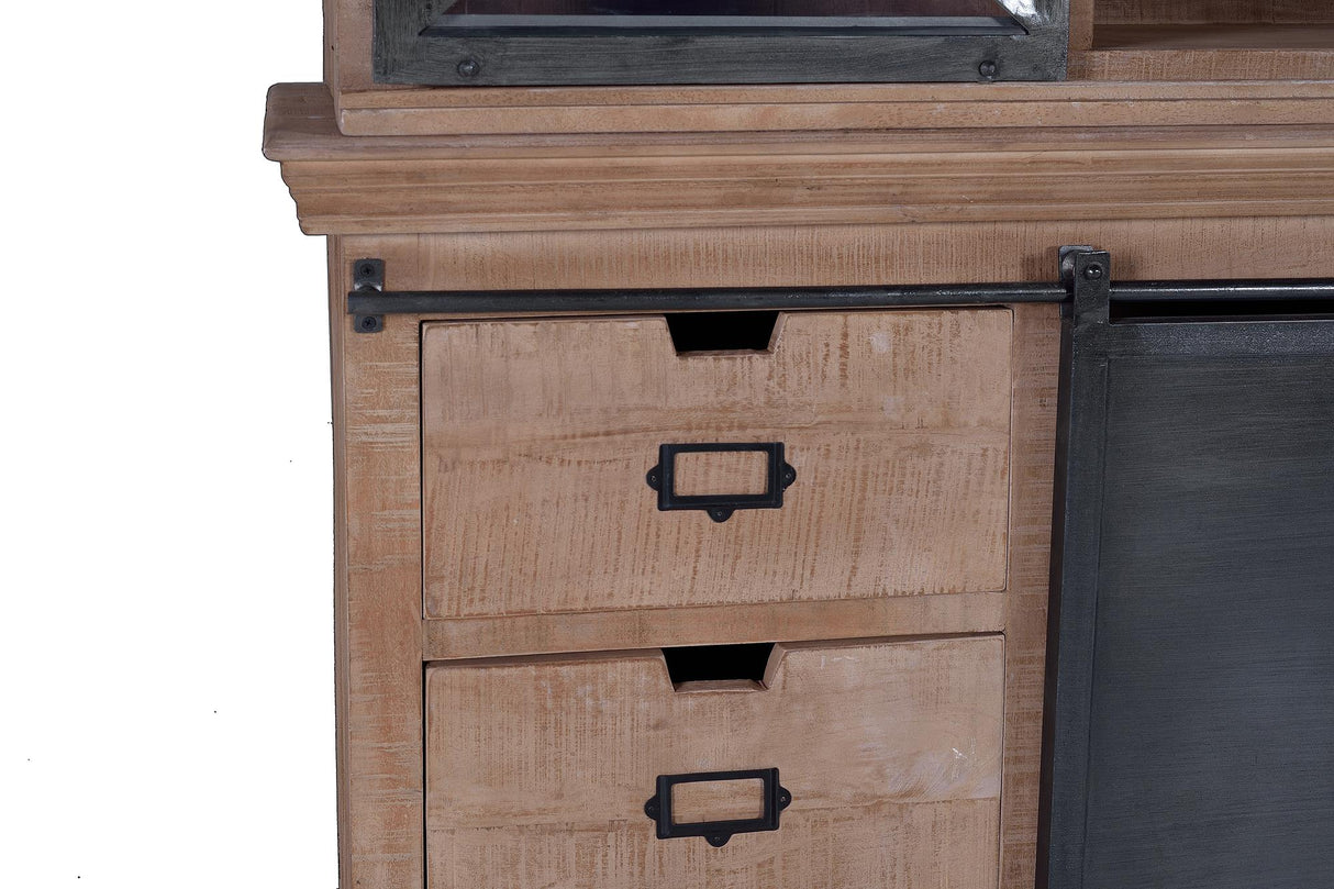 Vitrina Lemn de Mango si Metal cu 4 Usi Glisante si 6 Sertare Giner y Colomer