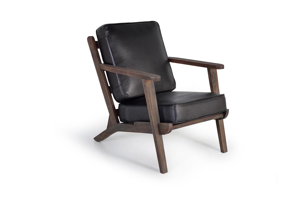 Fotoliu Tapitat din Piele cu Structura din Lemn Giner y Colomer