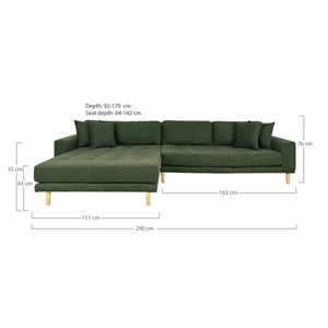 Canapea Lido Lounge Verde Masliniu cu Picioare Negre House Nordic