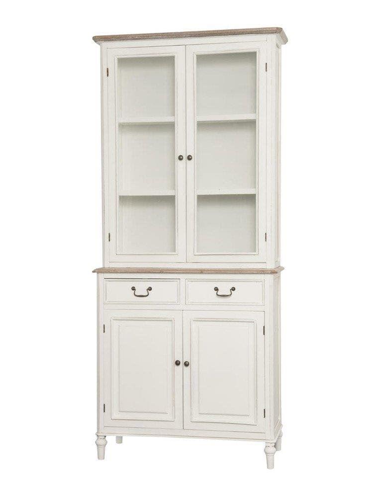 Vitrina Provensala Alb Antichizat din Lemn Masiv Livin Hill