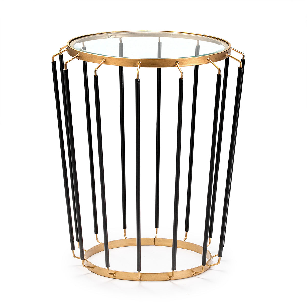 Masa Laterala Sticla Metal Auriu Negru Thai Natura