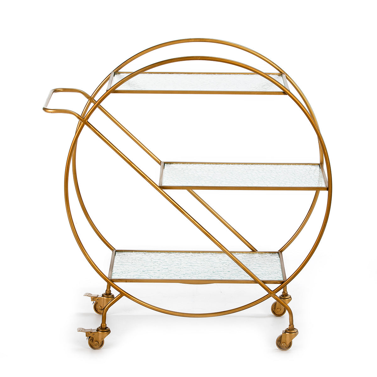 Carucior de Bucatarie din Sticla Metal Auriu Thai Natura