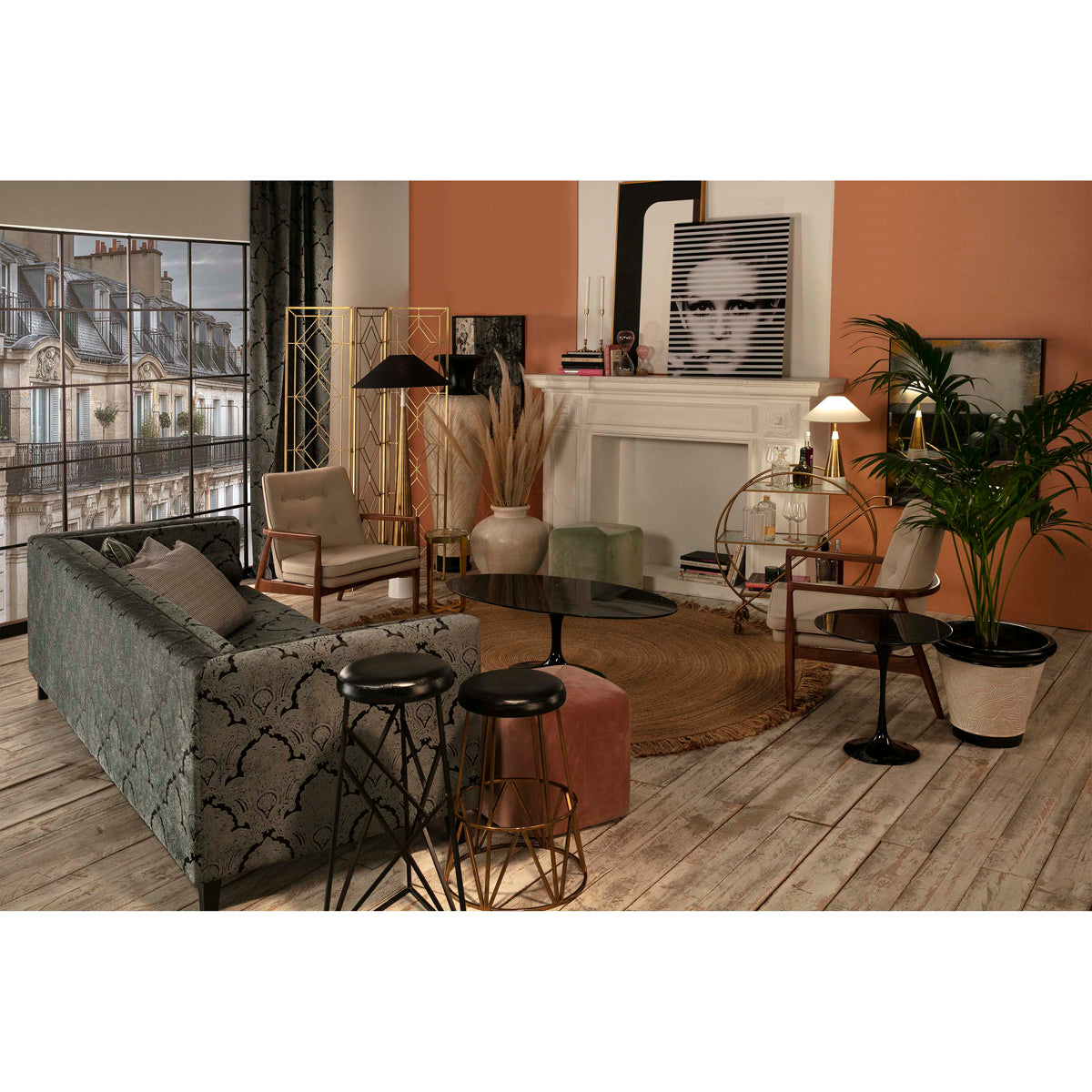 Carucior de Bucatarie din Sticla Metal Auriu Thai Natura