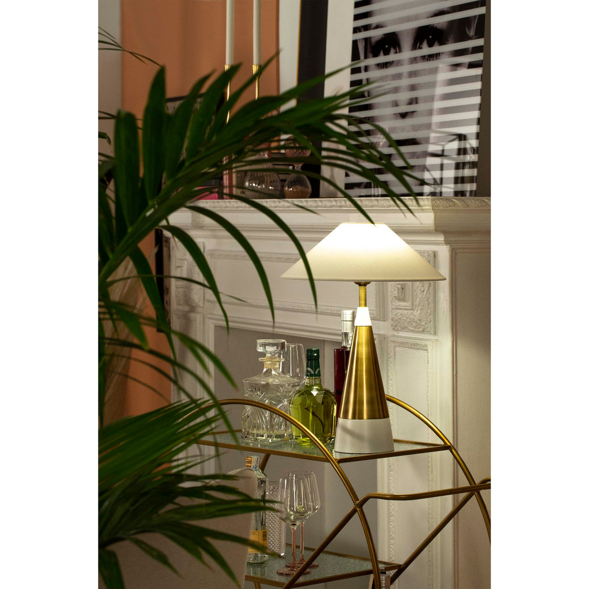 Carucior de Bucatarie din Sticla Metal Auriu Thai Natura