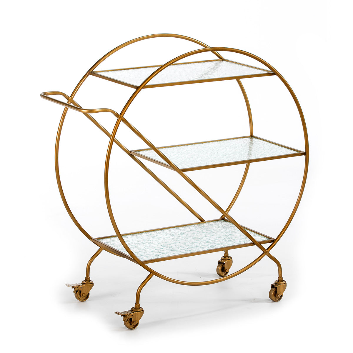 Carucior de Bucatarie din Sticla Metal Auriu Thai Natura