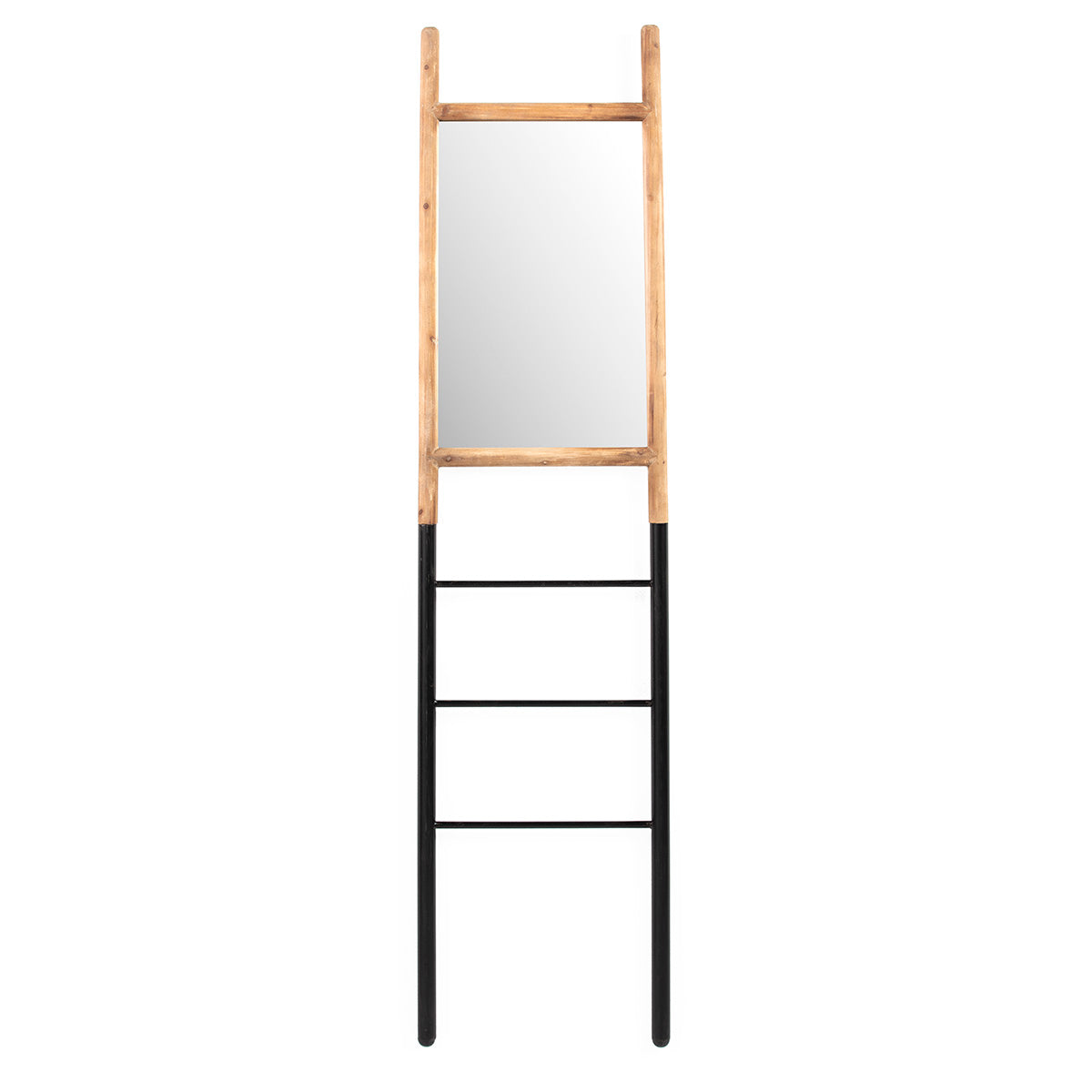 Oglinda cu Rama din Sticla Metal Negru Lemn Natural Thai Natura